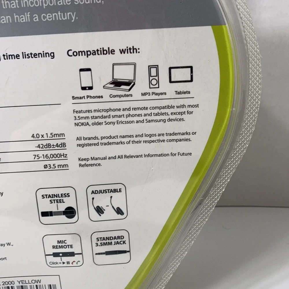 Nakamichi Amplified Stereo Headphones Wired Mic Remote Green Adjustable NWT - Picture 11 of 16